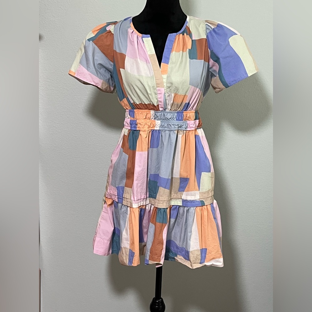 Anthropologie Somerset Colorful Patchwork Mini Dress - Picture 2 of 6